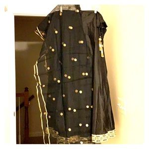 Black and gold silk Lehenga Choli